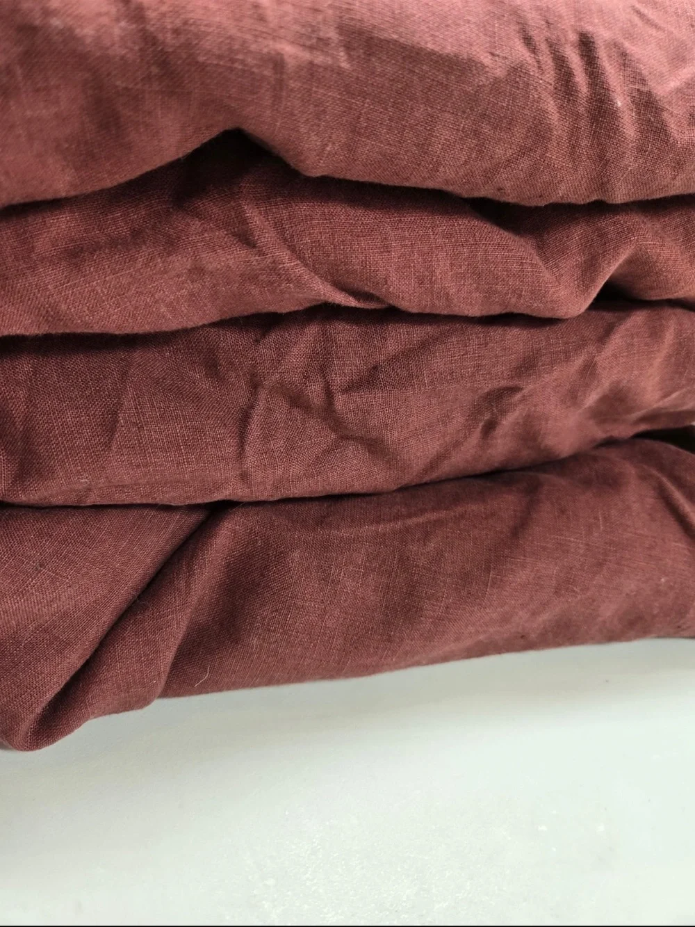 QUINCE European Linen Duvet Cover Set King/Cal King Burgundy 0568